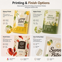 Sachet d'emballage alimentaire imprimé sur mesure à trois soudures latérales, pochette plate en plastique Mylar pour snacks, café, thé en poudre