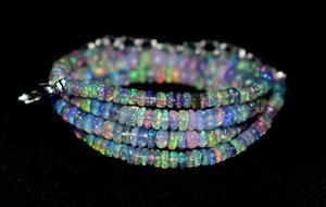 สร้อยคอโอปอลไฟสไตล์เอธิโอเปียนธรรมชาติขนาด18นิ้วลูกปัดกลมสีขาวขนาด3-5มม. - Product Image 3