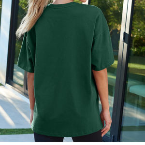 Camiseta de algodón de verano ecológica de gran tamaño Unisex con logotipo estampado personalizado ajustado, marca de secado rápido transpirable para mujer - Product Image 5