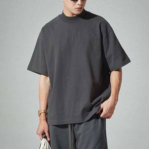 Camiseta transpirable de punto de gran tamaño Vintage para hombre 100% algodón 220GSM lavado ácido peso pesado personalizado en blanco hombro caído de talla grande - Product Image 5