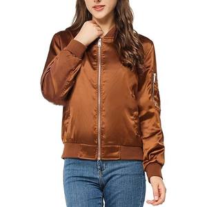 Chaqueta Universitaria de Satén para Mujer 2025 con Forro de Algodón, Tejido de Punto Liso Teñido, Transpirable, Color Sólido, Precio al por Mayor - Product Image 1