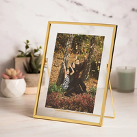 Cadre photo en laiton de style européen moderne, bordure métallique, verre transparent, finition dorée, fait main, boîtes à bijoux de qualité supérieure, très demandées