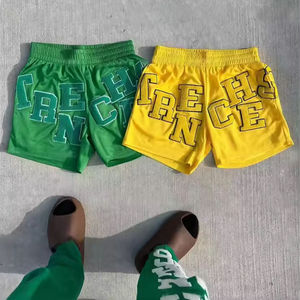 Top Quality <b>Black</b> Line Loose 100%Cotton Chenille Embroidered <b>Shorts</b> <b>Men's</b> Street Casual Fitness Sweat <b>shorts</b> for <b>Men</b> - Product Image 2