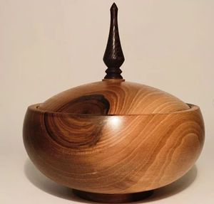 ชามไม้สำหรับเสิร์ฟพร้อมฝาปิดดีไซน์แบบนอร์ดิกทรงโค้งสีแดงหม้อปรุงอาหารทำจากไม้ - Product Image 6