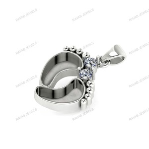 High Quality Custom 925 Sterling Silver Baby Foot <b>Pendant</b> <b>Necklace</b> CZ Set Memorial Jewelry Bezel Handmade Gift for Women & Girls - Product Image 3