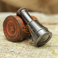 Télescope monoculaire artisanal en laiton antique, grossissement 2,5x, lentilles multicouches, étui en cuir vintage, portable, nautique