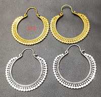 Boucles d'oreilles créoles géométriques motif tribal en alliage plaqué or style bohème M551 unisexe