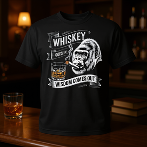 T-shirt Gorilla Whiskey con design a scimmia 'La saggezza si fa sentire' - Categoria Promozionale - Product Image 3