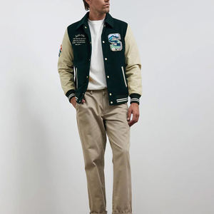 Chaqueta personalizable para hombre, chaqueta con letras de manga de cuero y lana para escuela secundaria, chaqueta con soporte y parche de chenilla - Product Image 2