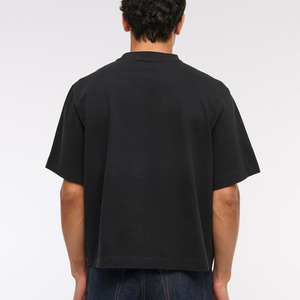 Logo personnalisé OEM de haute qualité en coton noir Vintage Boxy T-shirt court pour hommes épaule tombante surdimensionné lourd décontracté solide - Product Image 2