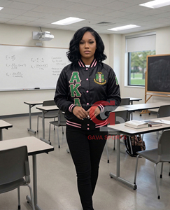 Alpha | Kapa | Alpha Sorority Winter Satin Bomber Jacket Greek Letters Windproof AKA Sorority Bomber Jacket lady crops jackets - Product Image 3