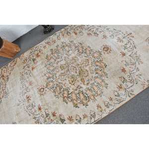 Tapis turc Vintage Beige Orange 4.1x7.6ft laine grande surface motif abstrait Rectangle couloir modèles Latex pour décor de chambre - Product Image 5