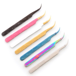 Pinzas de pestañas de colores con logotipo personalizado, pinzas de extensión de pestañas de acero inoxidable japonesas con tu propio nombre de marca - Product Image 4