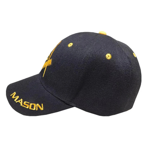 Gorra de Béisbol Masónica para Maestro Masón, Negra, con Bordado del Logotipo de Escuadra y Compás, Estilo Hip Hop, Personalizada - Product Image 3