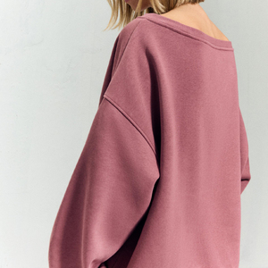 Sweat-shirt oversize pour femmes, mélange de coton doux, streetwear décontracté, pulls, impression de logo personnalisée, OEM/ODM, vente en gros, sweat-shirt en vrac - Product Image 3