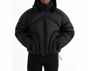 แจ็กเก็ตขนเป็ดโอเวอร์ไซส์แบบมีซิปสีพื้นสำหรับผู้ชายเสื้อแจ็คเก็ตบุนวมกันน้ำสำหรับฤดูหนาว - Product Image 1