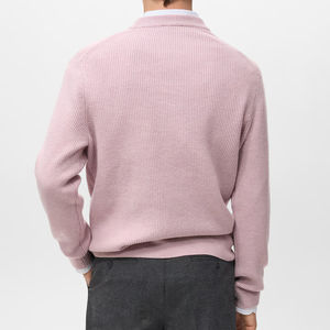 Pull à col rond 100% coton, épaisseur standard, manches longues, couleur unie, respirant, tricot d'hiver pour hommes, devant - Product Image 2