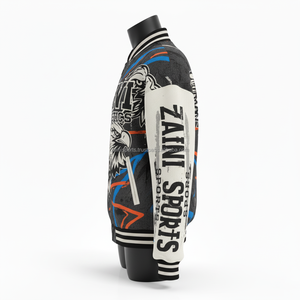 Premium 380 GSM femmes université veste laine polyester mélange avec imprimé aigle illustration Logo personnalisé broderie femmes université veste - Product Image 3