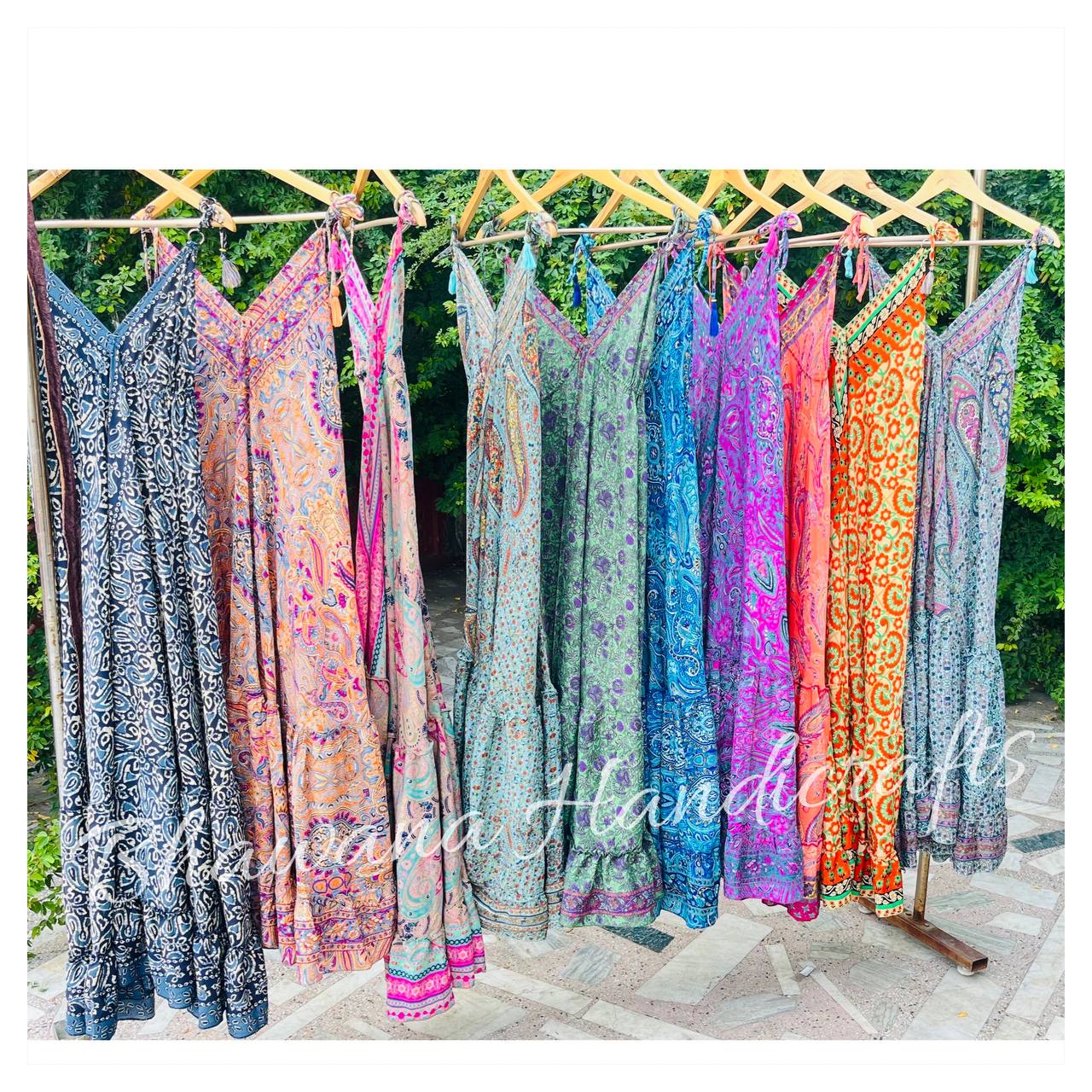 Wholesale Indian Recycle Sari Silk Maxi Dress - Bohemian Wholesale Indian Recycle Sari Silk Maxi Dress - Bohemian