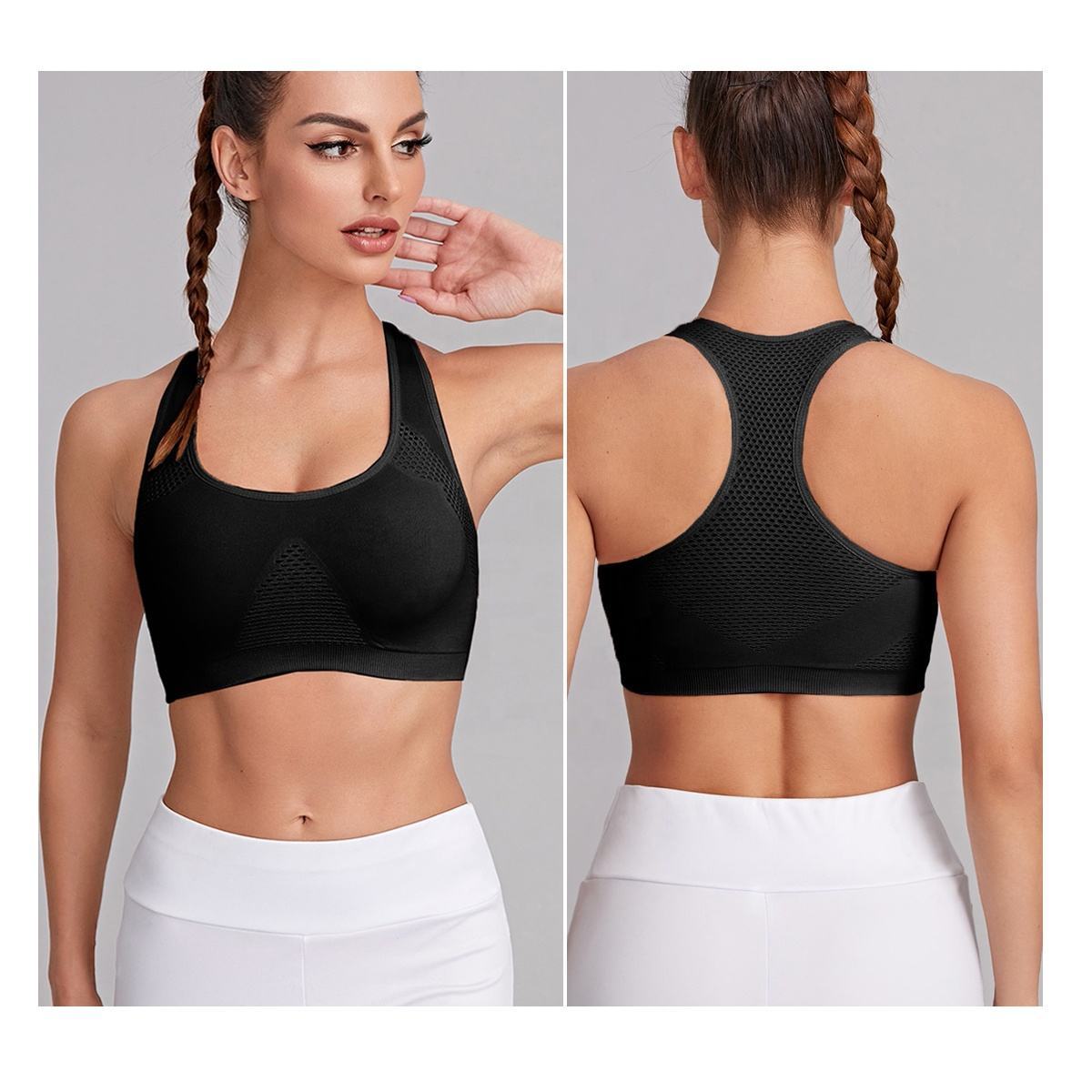 Kivotech Beauty Back Yoga Top U-neck I-shaped Back Fitness Running Workout Mesh Yoga Vest for Women Gym Sport Bra