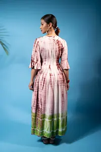 เดรสยาวคอวีแนวโบฮีเมียนย้อมสีย้อมผ้าเรยอนสำหรับใส่ไปชายหาด - Product Image 6