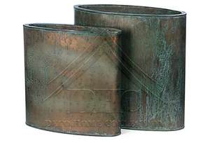 Jarrón Metálico Hexagonal Rústico Color Verdigris, Maceta de Cobre Antigua, Jarrón Geométrico Alto Industrial, Decoración de Lujo para Hogar y Hotel - Product Image 2