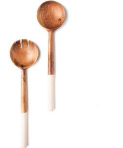 Juego de utensilios de madera de acacia de mango largo de estilo americano, Juego de 2 piezas para servir ensaladas, cubertería, cuchara y tenedor, servidor de ensaladas - Product Image 2
