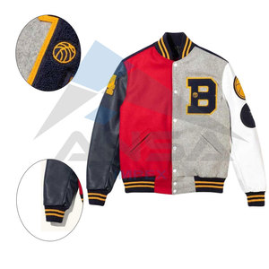 Wholesale Men's Canvas <b>Baseball</b> <b>Bomber</b> <b>Jacket</b> Patchwork Streetwear Coats with Stand Collar and Pocket Lettermen College Style - Product Image 6