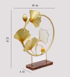 Gingko <b>Gold</b> Leaf Accent Showpiece Wooden base Portable Leaf Accent Living Room Table Decor Object And Accessories - Product Image 4