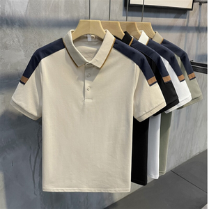 Polo avec logo personnalisé OEM T-shirt à manches courtes et à col contrasté pour hommes T-shirt à revers haut de gamme pour hommes - Product Image 3