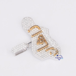 2025 bijoux de mode lettre arabe pendentif 14 carats or blanc laboratoire cultivé diamant deux tons conception pendentif fin - Product Image 3