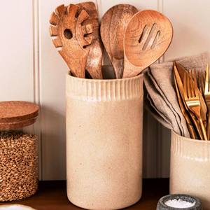 Ensemble de 2 serveurs à salade en bois d'acacia 35 cm Ensemble de serveurs à salade en bois naturel avec 2 spatules Ustensiles durables faits à la main - Product Image 3