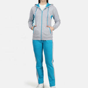 Chándal Largo Informal de Punto de Alta Calidad en Verde Azulado y Gris Jaspeado para Mujer, Venta al por Mayor, Logotipo Personalizado, OEM, Chándal Liso - Product Image 2