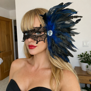 Máscara de Plumas <span class=keywords><strong>para</strong></span> Carnaval, Accesorio <span class=keywords><strong>para</strong></span> la Cabeza <span class=keywords><strong>para</strong></span> Espectáculos de Burlesque, Disfraz <span class=keywords><strong>para</strong></span> Fiestas de Halloween/Navidad, Atuendo <span class=keywords><strong>para</strong></span> Nochevieja - Product Image 2