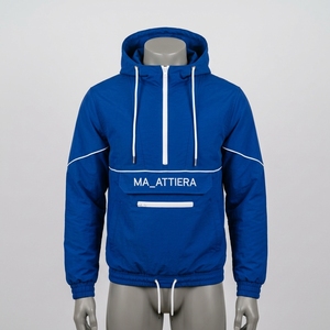 <b>Men</b> Blue Hooded Windbreaker <b>Jacket</b> Half Zip Lightweight Outdoor Sports Running Hiking Casual <b>Pullover</b> <b>Jacket</b> - Product Image 1