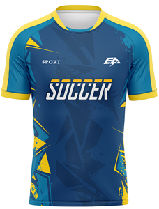 Camiseta de fútbol con logotipo personalizado de poliéster 100% de alta calidad, parte superior de tela suave con número de sublimación, fabricada a Color de pedido - Product Image 2