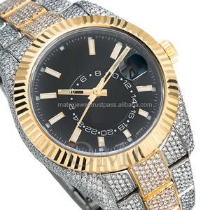 Round Shape Stainless Steel Two Tone VVS Quality Yellow Gold Trending Hip Hop Iced Out CVD Diamond Export Quality Manufacturer - Product Image 1