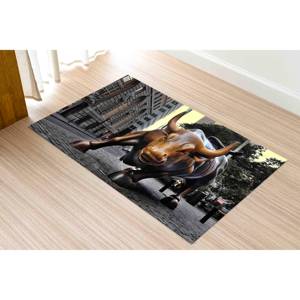 Charging Bull Modern Printed <b>Rug</b>, New York Bull Sculpture Landscape Design,<b>Chenille</b> <b>Rug</b> - Product Image 5