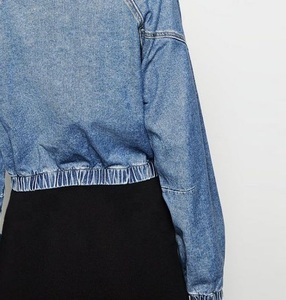 แจ็กเก็ตยีนส์ลำลองสำหรับผู้หญิงมาใหม่เสื้อแจ็กเก็ตยีนส์ฟอกเอวยางยืดมีซิปสำหรับ2023 - Product Image 3