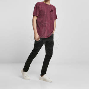 Créez votre propre logo, t-shirts pour hommes en denim délavé, vêtements décontractés, dernier design, t-shirts pour hommes en denim délavé - Product Image 5