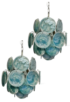 Lustre italien vintage de Murano en verre bleu pour salle à manger et foyer
