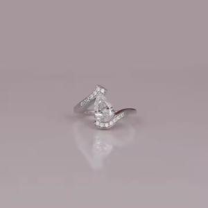 Custom Handmade Design Solid Gold Trendy Style Pear Cut Lab Grown Diamond Engagement <b>Ring</b> <b>Indian</b> Supplier - Product Image 1