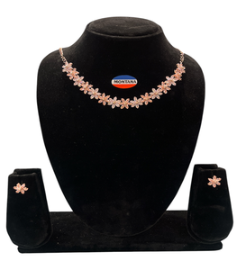 Élégant ensemble de bijoux en diamant D880 élégant collier et boucles d'oreilles vintage classiques pour anniversaires et fêtes - Product Image 1