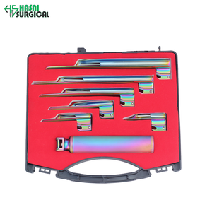 Laryngoscope manuel en acier inoxydable à fibres optiques, disponible avec marque OEM, ensemble d'instruments multicolores - Product Image 3