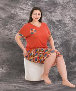 Conjunto de Pijama para Mujer Talla Grande, Camiseta de Manga Corta y Pantalones Cortos, Ropa de Dormir Cómoda de Talla Grande, Ropa para el Hogar - Product Image 3