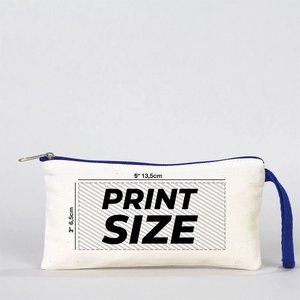 Étui à crayons personnalisé Saxe bleu avec fermeture éclair, 8 x 4 (21 x 10 cm), 6 oz, portable avec motif lettres - Product Image 2