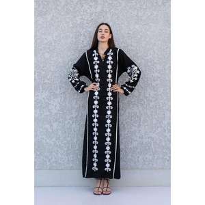 2026 Ari Embroidery Black Ankle Length <b>Kaftan</b> Maxi <b>Dress</b> Boho <b>Style</b> Full Sleeves with Stand Collar <b>Kaftan</b> Maxi <b>Dress</b> - Product Image 1