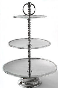 ขาตั้งเค้ก2ชั้นทำจากนิกเกิลเคลือบเงาทำจากสแตนเลสพร้อมก้านตกแต่ง - Product Image 4