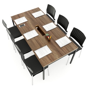 Ministerial Office Furniture 180x90cm Meeting <b>Table</b> with <b>Adjustable</b> Oval Pattern Made Melamine-Coated Plywood Slean HBSL022 <b>Legs</b> - Product Image 2