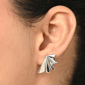 NOVAMART Fine Premium 925 Sterling Silver <b>Earrings</b> for Women & Girls 14K Gold with Sapphire Diamond <b>Wing</b> Water Drop Stud Design - Product Image 4